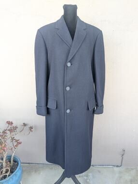 💜Vintage T.I. Swartz Navy Wool Topcoat Cuff Tabs